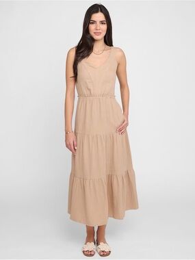 Devoted Beige Tiered Maxi Dress